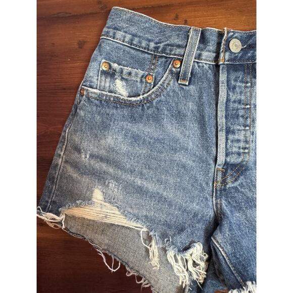 Levi's Free People 501 High-Rise Denim Shorts Athens Blue Size 24 NWT $69 - Picture 6 of 16